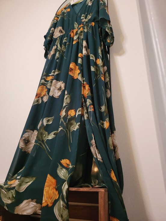 Baltic Born Dresses & Skirts - Baltic Born XL Teal Floral Wrap Maxi Dress Boho Wedding Guest